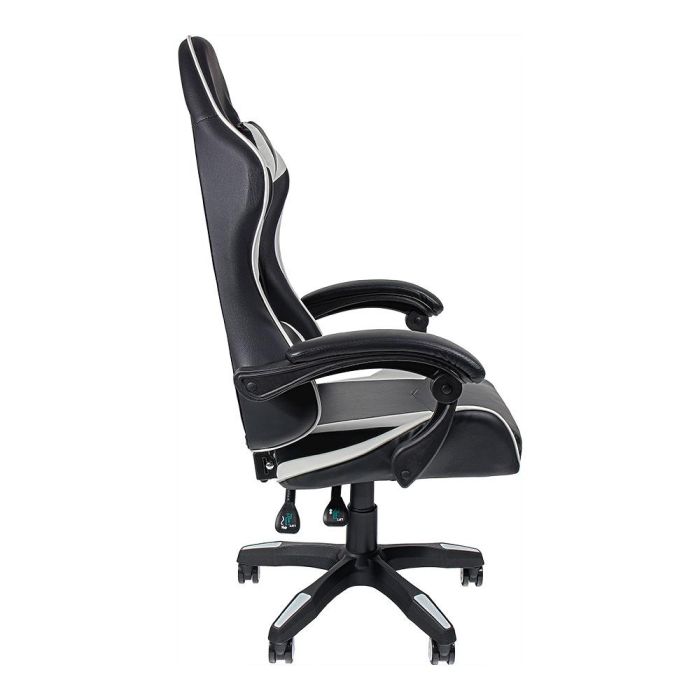 Edm Silla Gaming Ergonómica Negra y Blanca, Altura Regulable, Reclinable 90-135°, Soporte Lumbar, 150kg Máximo 2