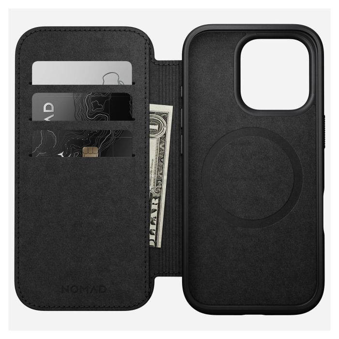 Nomad NM01679585 Folio para Apple iPhone 16 Pro con MagSafe - Funda de Cuero Marrón con Bolsillo para Tarjetas 1