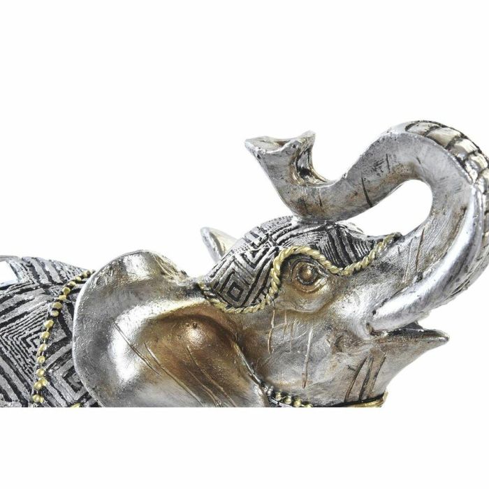 Figura Decorativa DKD Home Decor Elefante Plateado Dorado Resina (22,5 x 10,7 x 21,5 cm) (2 Unidades) 1