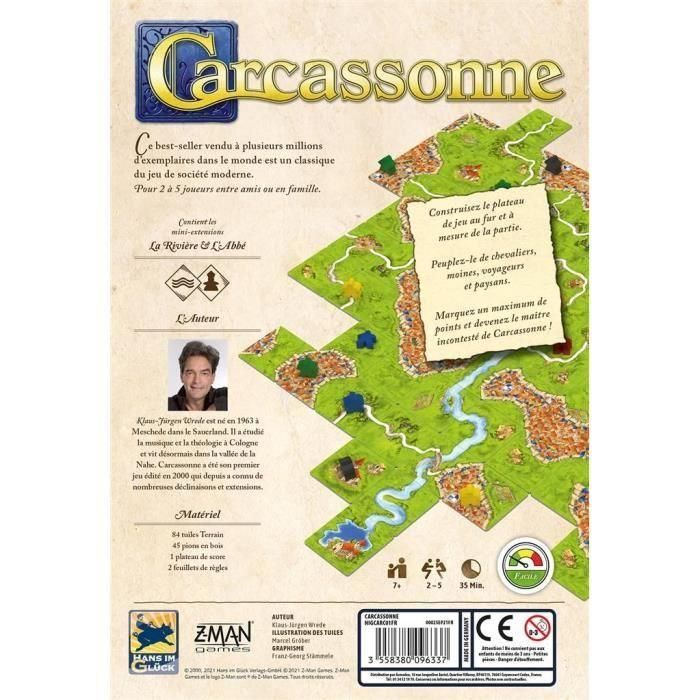 Z-Man Games Carcasona - Juego de Mesa Clásico Moderno de Estrategia y Colocación de Losetas con Seguidores para Puntos de Victoria 1 Z-Man Games Carcasona - Juego de Mesa Clásico Moderno de Estrategia y Colocación de Losetas con Seguidores para Puntos de Victoria 1