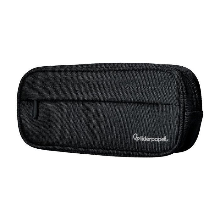 Estuche Portatodo Liderpapel Classic Ovalado 2 Cremalleras Con Bolsillo Delantero 210x90 mm Negro 2