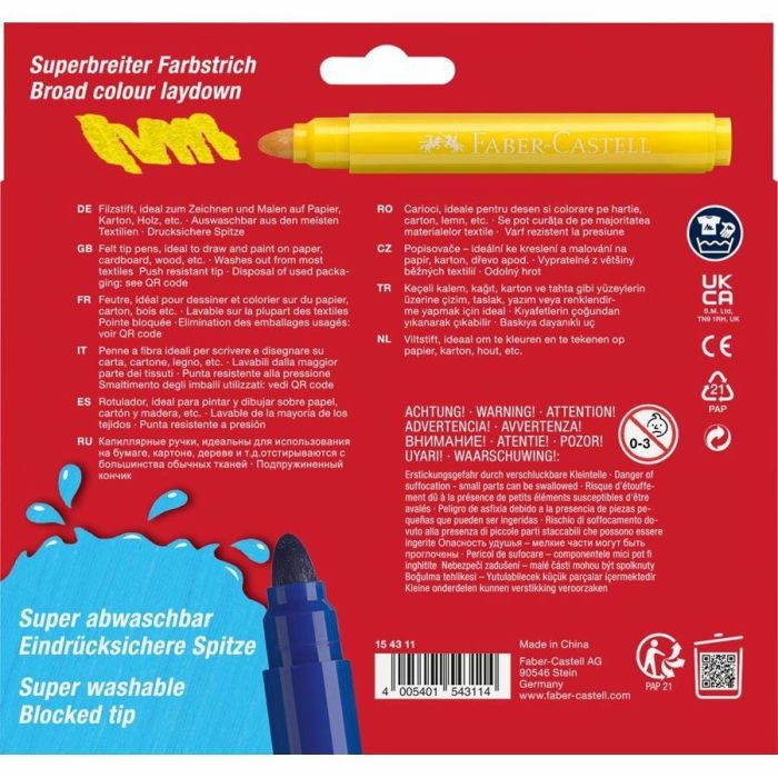 FABER-CASTELL Filzstift Jumbo Super Washable 12er 1 FABER-CASTELL Filzstift Jumbo Super Washable 12er 1