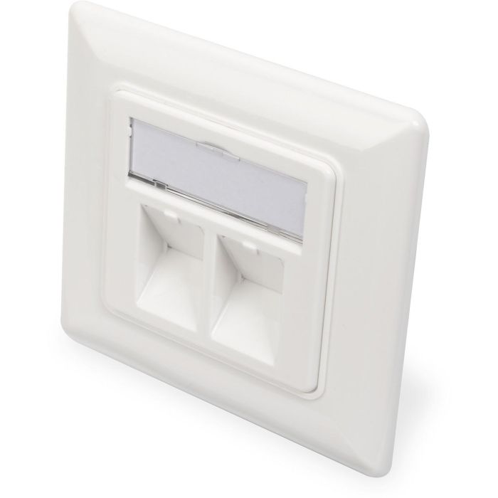 Digitus Dose 2 Ports weiß - Toma de corriente para módulos Keystone RJ-45, 2 enchufes, marco de 80x80mm, Blanco