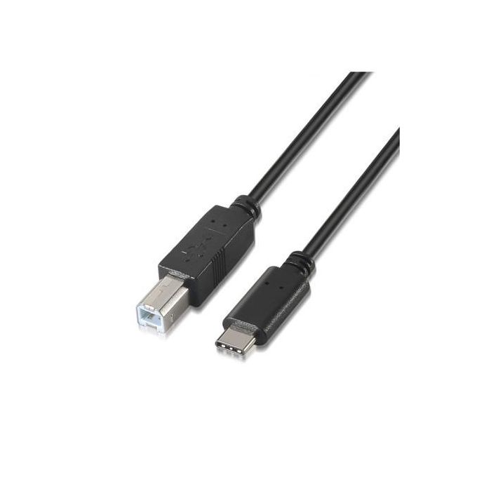 Aisens Cable USB 2.0 de Impresora 3A Tipo USB-C Macho a B Macho Negro 1.0M