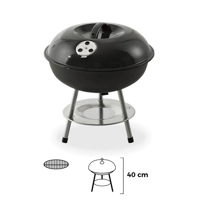 Barbacoa negra de carbón ø35,5x40cm con 3 patas. 1 Barbacoa negra de carbón ø35,5x40cm con 3 patas. 1