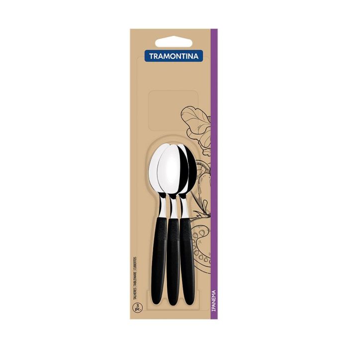 Juego de cucharas para té 3 piezas ipanema negro 13,9cm tramontina 1