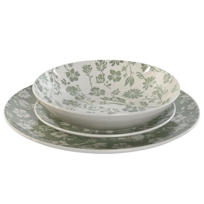 Vajilla Shabby DKD Home Decor Verde Blanco 27 x 2 x 27 cm Set de 18 3 Vajilla Shabby DKD Home Decor Verde Blanco 27 x 2 x 27 cm Set de 18 3
