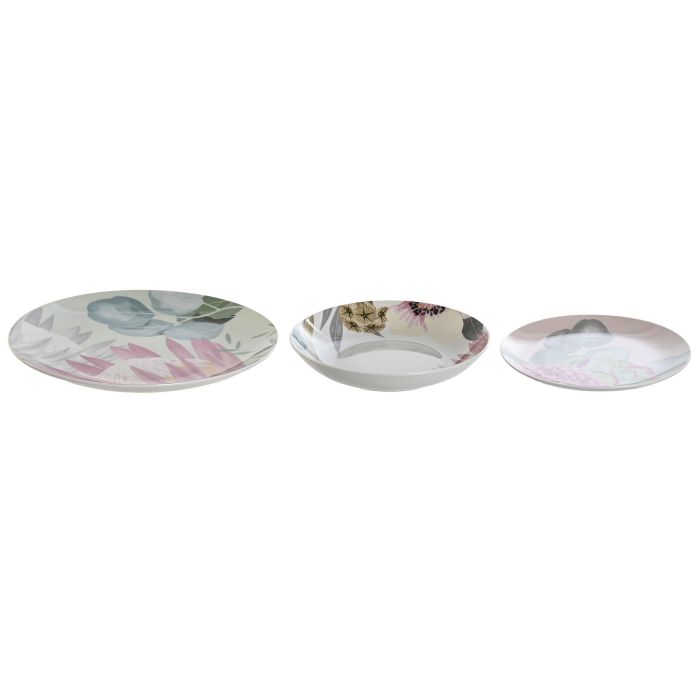 Vajilla Tropical DKD Home Decor Verde Rosa 27 x 3 x 27 cm Set de 18 2 Vajilla Tropical DKD Home Decor Verde Rosa 27 x 3 x 27 cm Set de 18 2