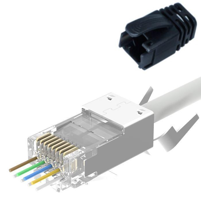 Lanview Conector RJ45 STP Cat6A/Cat7 para Cable de Gran Diámetro (Max. 1.45mm), AWG22-24, Conductor Sólido o Trenzado