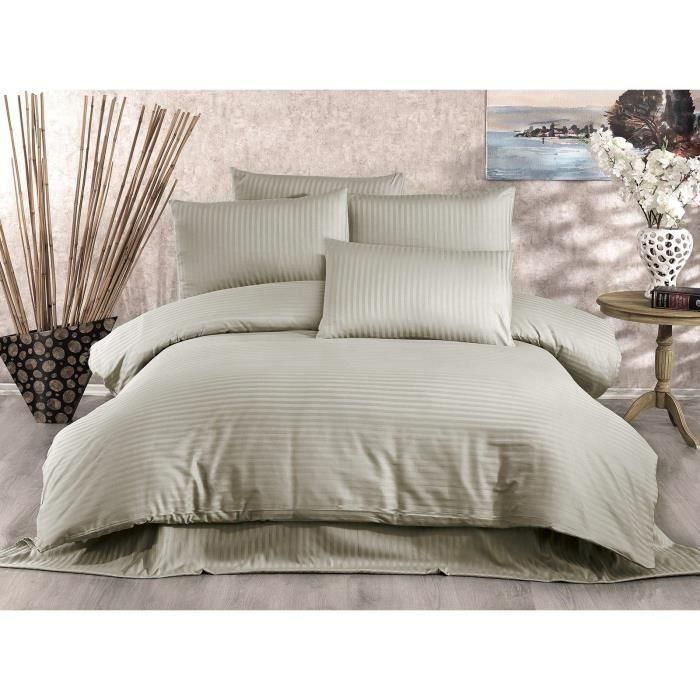 Juego de cama 220x240 cm + 2 fundas de almohada 60x60 cm - 70% poliéster, 30% algodón - Capuchino ASI8683743939206