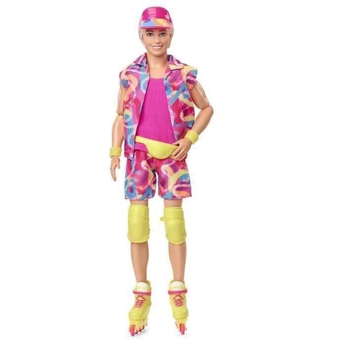 Barbie Ken Fashion Doll Muñeco de la Película Coleccionable con Traje Retro de Patinaje, Visera, Rodilleras y Patines Impala Verde Neón