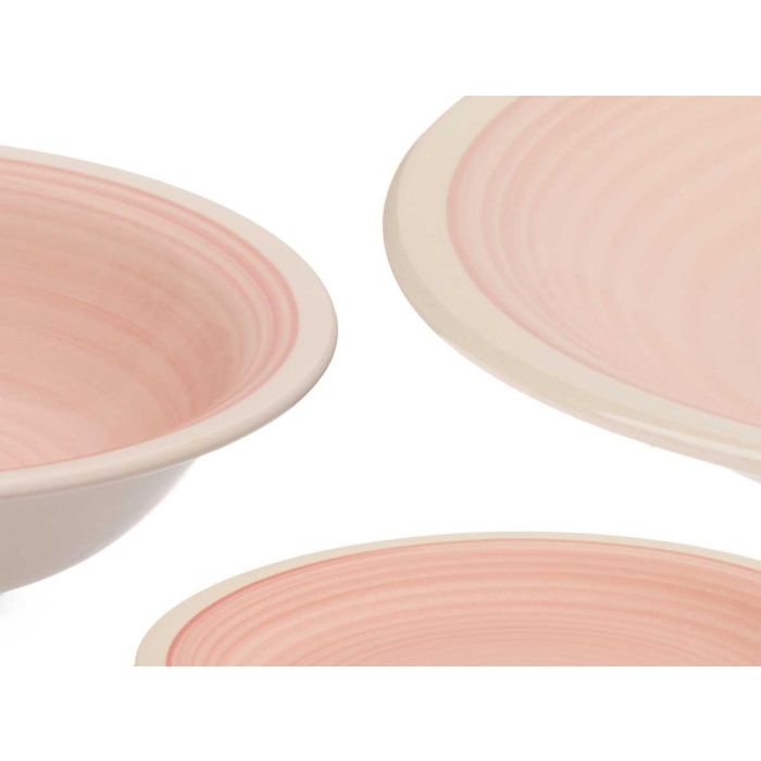 Vajilla Gres Rosa Vessia 18 Piezas - Plato Llano 26 cm, Hondo 21.5 cm, Postre 19 cm 3