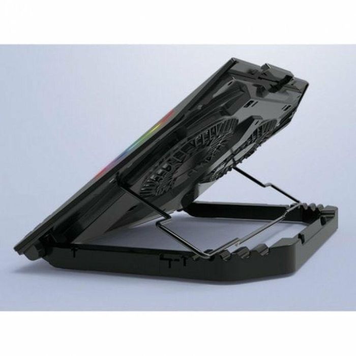 Conceptronic THYIA02B Soporte Base Refrigeración Portátiles Gaming 17" RGB 2 Ventiladores Silenciosos Pantalla LCD 4 Niveles USB Negro 3