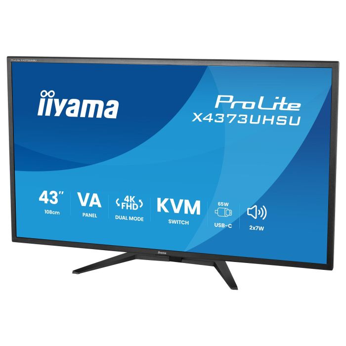 Iiyama ProLite X4373UHSU-B2 Monitor 43" (108 cm) 4K Ultra HD 3840x2160 VA, 60Hz, HDR10, USB-C 95W, Altavoces 14W, Negro 11