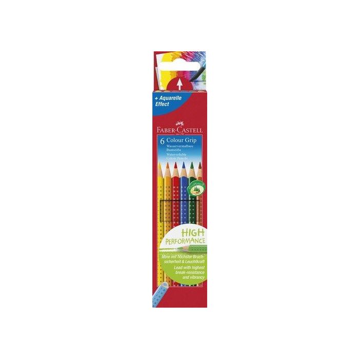 Faber Castell Lápices De Colores Colour Grip, Estuche 6 Unidades - Diseño Triangular, Mina Resistente, Colores Brillantes