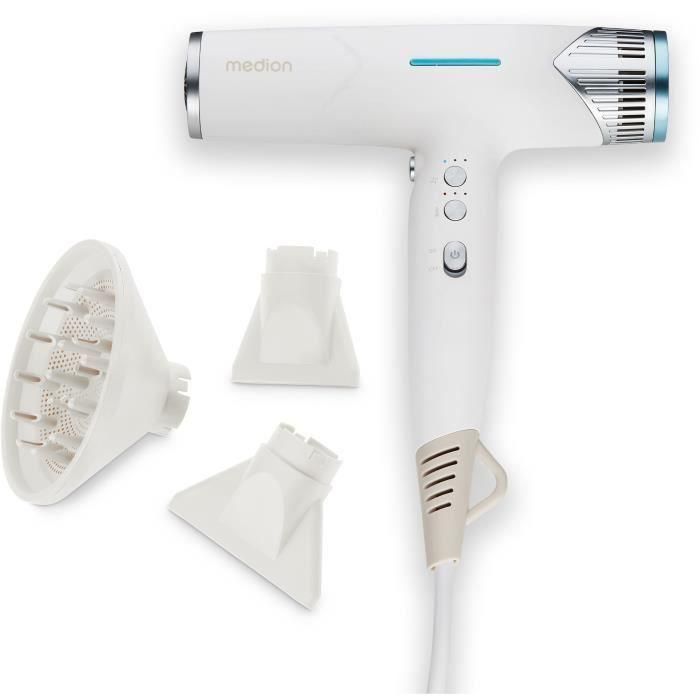 Secador de pelo - MEDION - MD19984 - 1500 W - 3 velocidades - 105 °C - Blanco 1