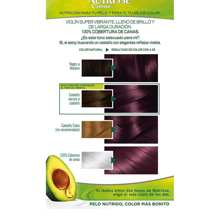 Garnier #4.26-violín Nutrisse Crème Coloración Permanente 100% Cobertura Canas, Nutritiva con 3 Aceites 3 Unidades 5 Garnier #4.26-violín Nutrisse Crème Coloración Permanente 100% Cobertura Canas, Nutritiva con 3 Aceites 3 Unidades 5