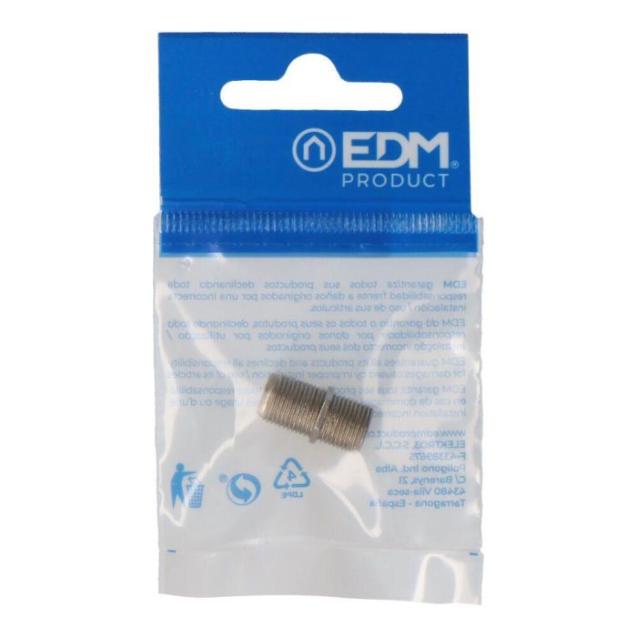 Edm Conector Empalmador "f" Macho-Macho Parabólica Acero Inoxidable Cromado