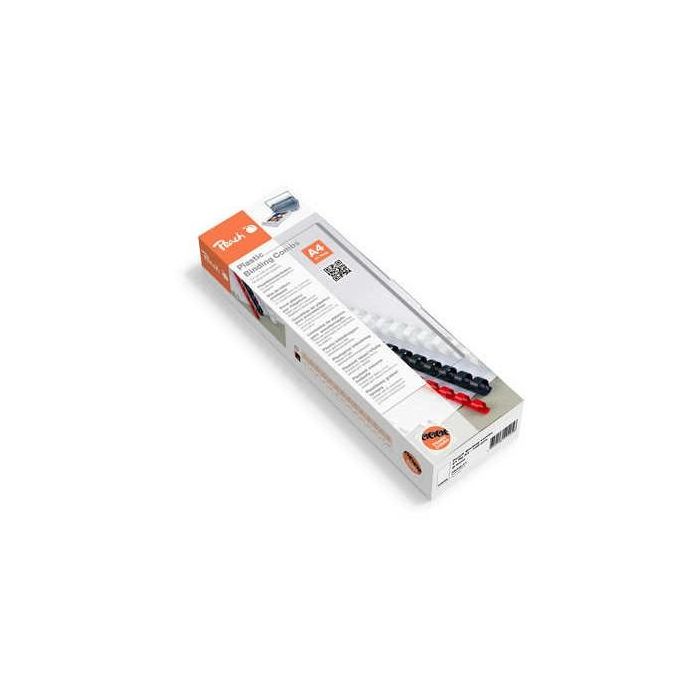 Peach Canutillos para encuadernación de plástico blanco A4, 8 mm, Paquete de 100
