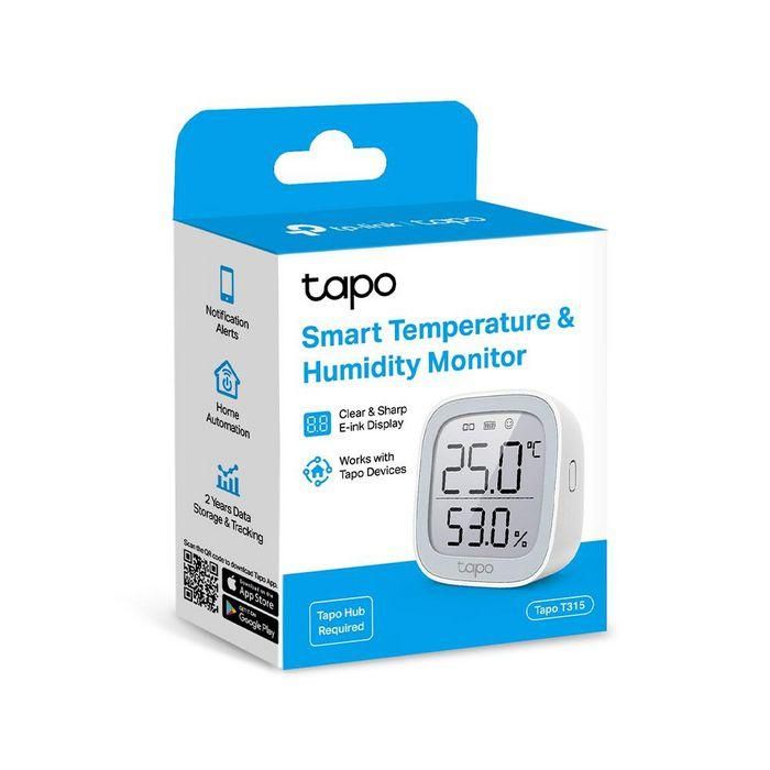 TP-Link Tapo Monitor de Temperatura y Humedad Inteligente con Pantalla E-Ink 2.7", Alta Precisión ±0.3°C ±3%HR, Notificaciones App y Almacenamiento Datos 1