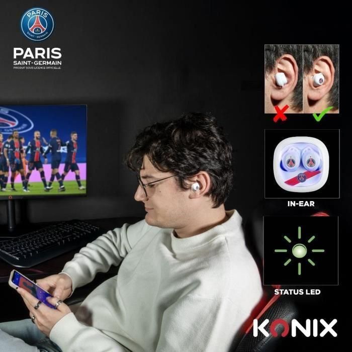 Auriculares inalámbricos - KONIX - PSG - Duración de la batería 8 h + 15 h - IPX4 - Bluetooth - Blanco 3 Auriculares inalámbricos - KONIX - PSG - Duración de la batería 8 h + 15 h - IPX4 - Bluetooth - Blanco 3