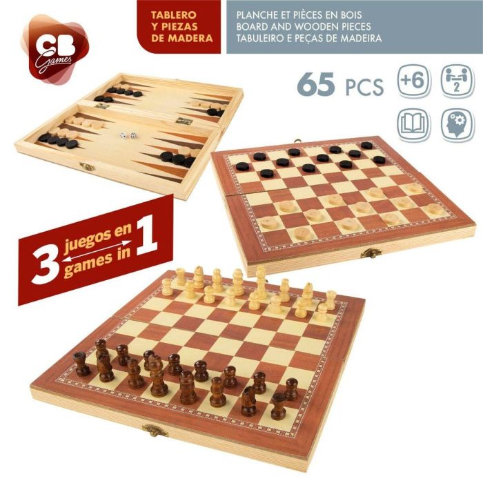 Tablero de Ajedrez y Damas CB Games Madera Backgammon (6 Unidades) 5 Tablero de Ajedrez y Damas CB Games Madera Backgammon (6 Unidades) 5