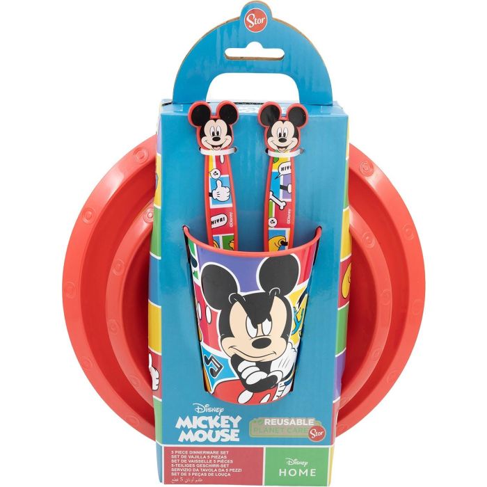 Disney Set de Comida Infantil Mickey Mouse 5 Piezas Plástico Libre BPA Apto +4 Años CZ11311 1