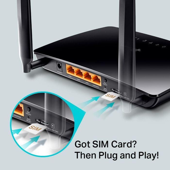 TP-Link AC750 Wireless Dual Band 4G LTE Router, 3x 10/100Mbps LAN, 1x 10/100Mbps LAN/WAN, 1x SIM Card, 3G/4G, 802.11ac/a/b/g/n, 433Mbps 5GHz + 300Mbps 2.4GHz 3 TP-Link AC750 Wireless Dual Band 4G LTE Router, 3x 10/100Mbps LAN, 1x 10/100Mbps LAN/WAN, 1x SIM Card, 3G/4G, 802.11ac/a/b/g/n, 433Mbps 5GHz + 300Mbps 2.4GHz 3