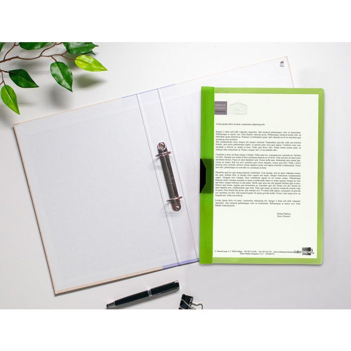 Carpeta Liderpapel Dossier Pinza Lateral Polipropileno Din A4 Verde Translucido 60 Hojas Pinza Deslizante 5