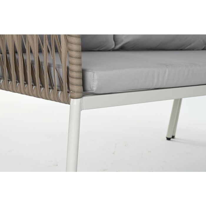 DKD Home Decor Sofá de Terraza y Jardín de Ratán Sintético Blanco y Marrón Claro, Set 3 piezas, 190x70x190 cm Desmontable 5