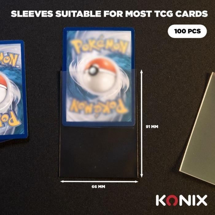 Fundas para cartas - KONIX - Fundas Premium - 100 bolsillos - Compatible con Magic The Gathering y Pokémon - Transparente 3
