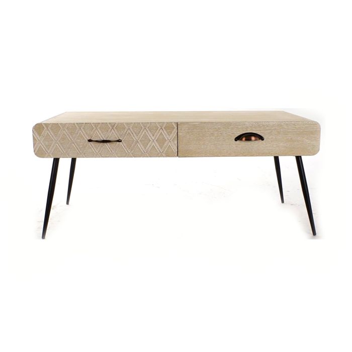 DKD Home Decor Mesa Centro Boho Scandi Natural Negro 100 x 52 x 47 cm 4