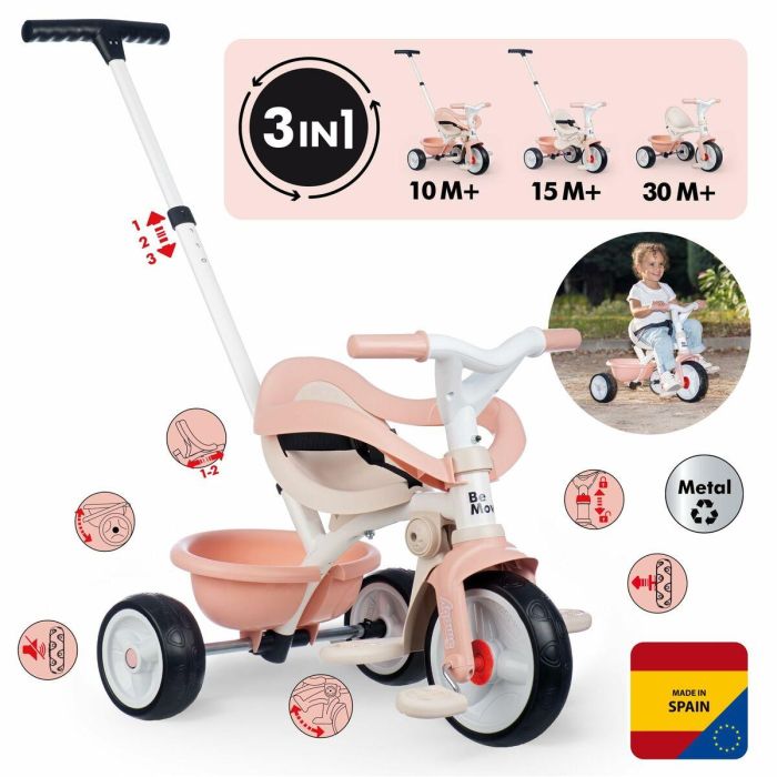Smoby Triciclo Be Move Confort Rosa para niños y niñas a partir de 1 año 6 Smoby Triciclo Be Move Confort Rosa para niños y niñas a partir de 1 año 6