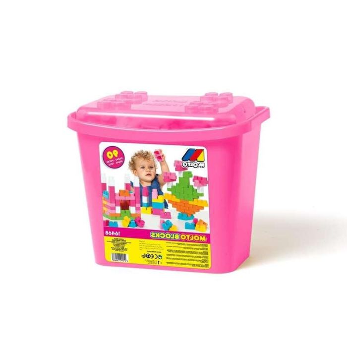 Juego construcion en bote rosa 90 piezas 2 Juego construcion en bote rosa 90 piezas 2