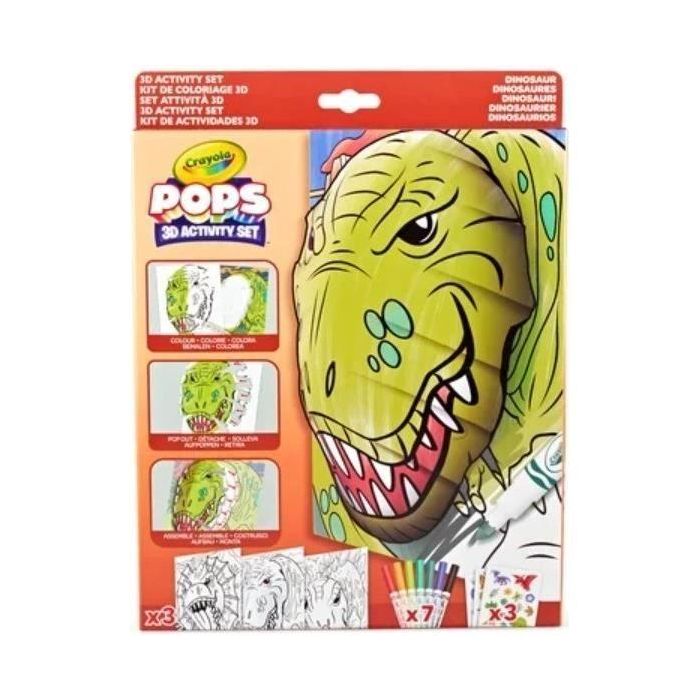 Crayola CRA1695906887685 Juego de Dibujo en 3D POPS 3D Dinosaurios