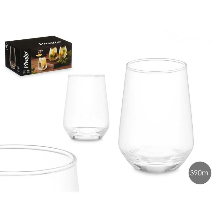 Vaso de agua Vivalto 67018-1/BHZ6 Transparente Vidrio 390 ml (6 Unidades) 3