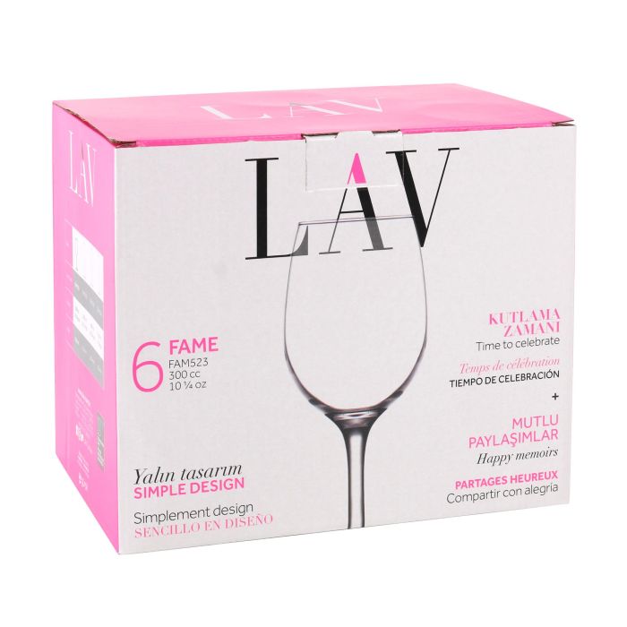 Lav Set 6 Copas Vino 300 cc, ø6x6x19 cm (4 Cajas) 6
