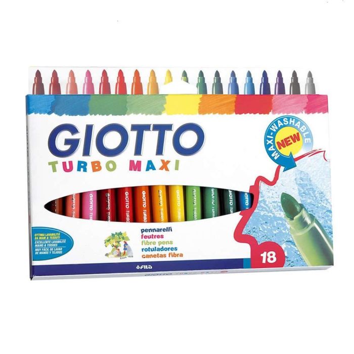 Giotto Rotuladores de colores turbo maxi estuche de 18 con asa