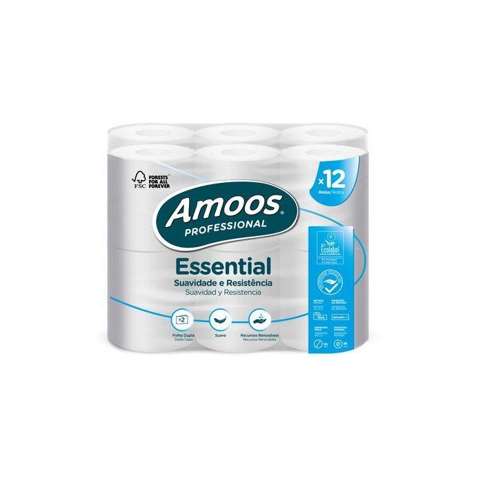 Papel Higienico Amoos Professional Essential 2 Capas 134 Servicios 16 Metros Blanco (Set de 12)