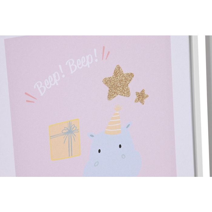 DKD Home Decor Cuadro Baby Animal Coche Lienzo PS Multicolor 2.5 x 40 x 30 cm (12 Unidades) 2