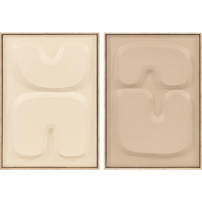 DKD Home Decor Cuadro Abstracto Lienzo PS Beige Marron 50 x 70 x 4.5 cm (2 Unidades)