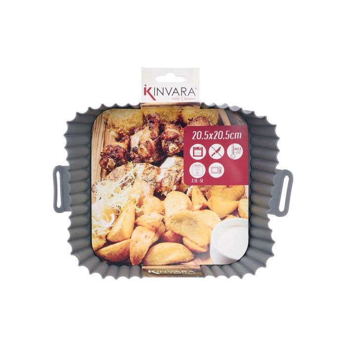Kinvara Molde Cuadrado Silicona Gris para Freidora de Aire 22 x 6.5 x 20.5 cm (12 Unidades) 2 Kinvara Molde Cuadrado Silicona Gris para Freidora de Aire 22 x 6.5 x 20.5 cm (12 Unidades) 2