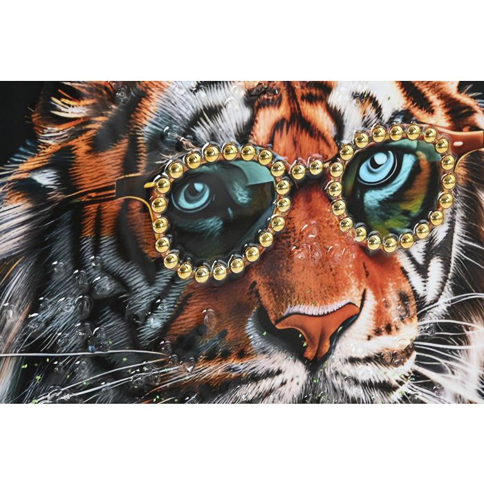 DKD Home Decor Cuadro Decorativo de Lienzo Glam con Diseño de Tigre Turquesa y Negro 60x60 cm para Pared (Pack 2 Unidades) 2