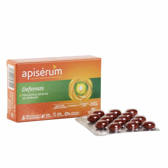 Apisérum Defensas Cápsulas 30 u Jalea Real Vitamina C Zinc Equinácea Reishi Shitake Apisérum Defensas Cápsulas 30 u Jalea Real Vitamina C Zinc Equinácea Reishi Shitake