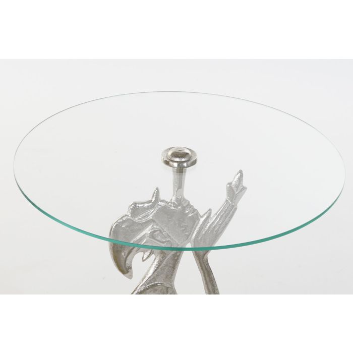 DKD Home Decor Mesita Auxiliar Indio Plateada Transparente con Estructura de Aluminio y Tapa de Cristal Desmontable 46x72x46 cm 1 DKD Home Decor Mesita Auxiliar Indio Plateada Transparente con Estructura de Aluminio y Tapa de Cristal Desmontable 46x72x46 cm 1