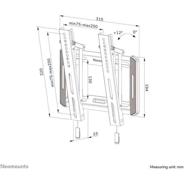 Neomounts Wl35-550Bl12 Soporte de Pared Inclinable 12º para Pantallas 24-55" hasta 45kg, VESA 75x75-200x200mm con Nivel Integrado - Negro 10