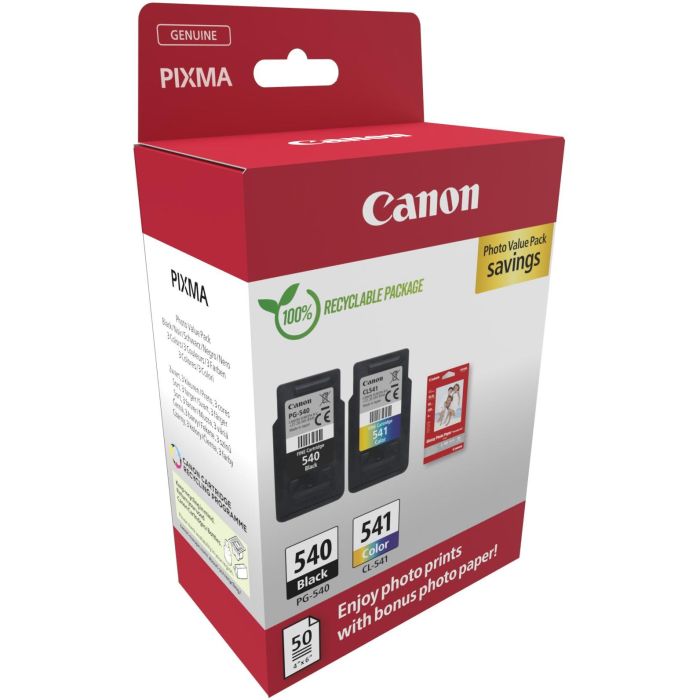 Canon Tinta Ecopack BK+C-M-Y + 50H Papel Fotográfico 10x15 para Pixma MG 3250-3550-3650-4250, MX 395-455-475-525-535, TS 5150-5151, PG 540 + CL 541 1