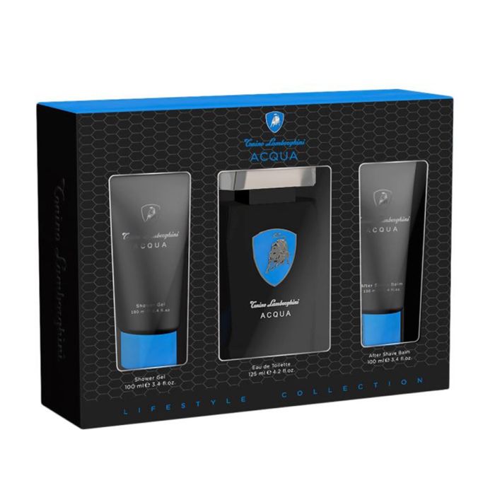 TONINO LAMBORGHINI Acqua Eau de Toilette 125 ml + Gel de Baño 100 ml + Bálsamo After Shave 100 ml - Hombre