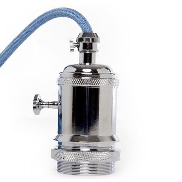 Pendel E27 Cable 5000Mm Azul Celeste 3 X 0,75 Portalámparas Interruptor Rotativo Cobre - Enchufe [AM-AT531] 1