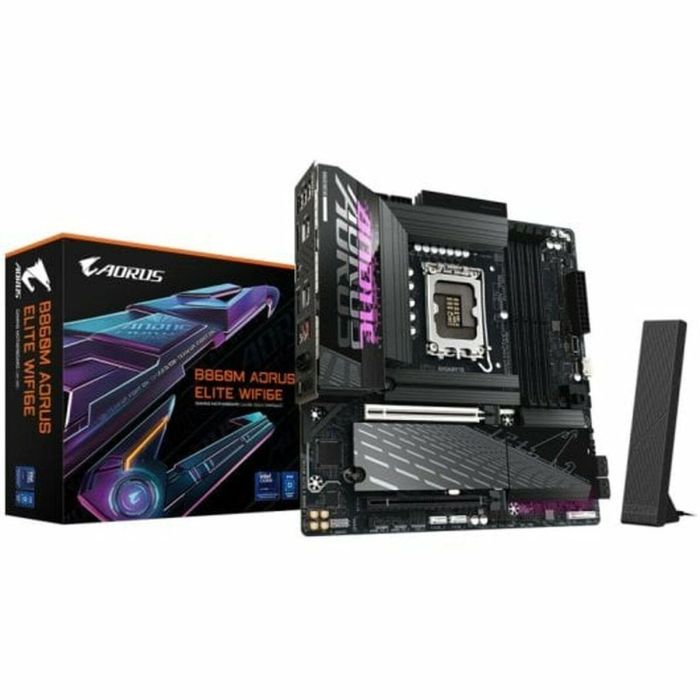 GIGABYTE B860M AORUS ELITE WIFI6E Placa base - CPUs Intel Core Ultra, VRM de 12+1+2+1 fases, hasta 9200MHz DDR5, 1xPCIe 5.0 + 2xPCIe 4.0 M.2, LAN 2,5 GbE, WiFi 6E, Thunderbolt